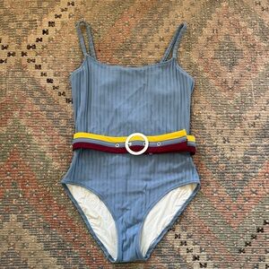 Solid & Striped the Nina high belted blue one piece size M